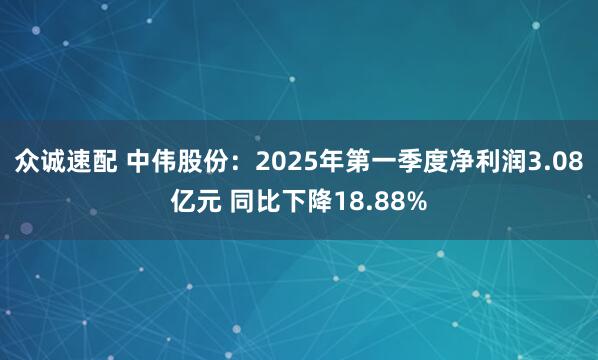 众诚速配 中伟股份：2025年第一季度净利润3.08亿元 同比下降18.88%