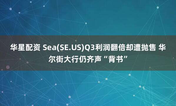 华星配资 Sea(SE.US)Q3利润翻倍却遭抛售 华尔街大行仍齐声“背书”