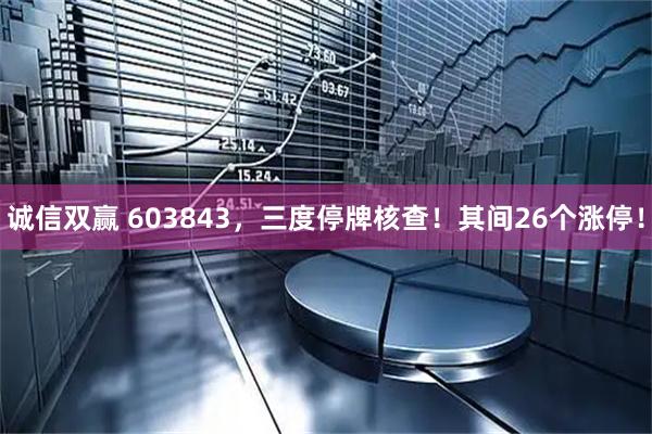 诚信双赢 603843，三度停牌核查！其间26个涨停！